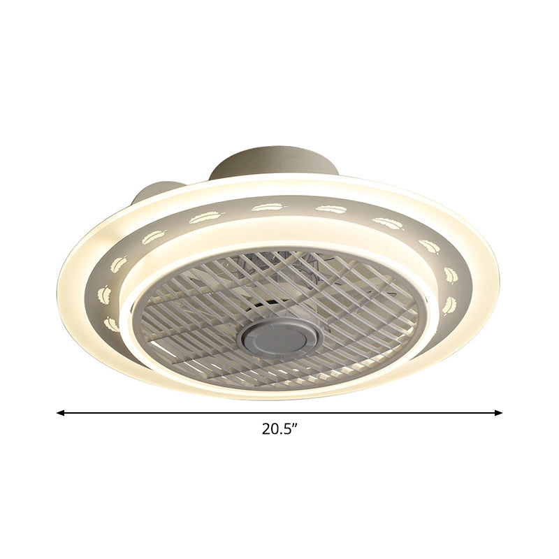 Modernist Circle Fan Lamp Acrylic 20.5" W LED Bedroom Semi Flush Mount Light Fixture in Grey Clearhalo 'Ceiling Fans with Lights' 'Ceiling Fans' 'Modern Ceiling Fans' 'Modern' Lighting' 1713774