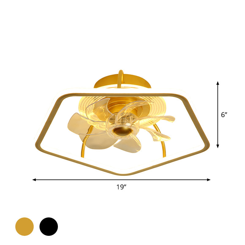 Pentagon Hanging Fan Light Contemporary Acrylic 19