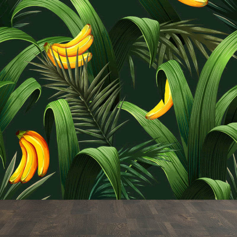 Light Color Leaves Pattern Mural Decal Waterproofing Tropical Interior Room Wall Art Green Clearhalo 'Wall Decor' 'Wall Mural' 1714369