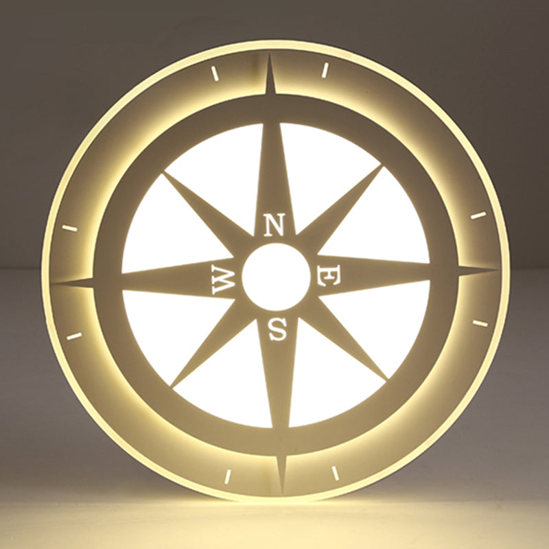 White Compass Flushmount Light Creative Acrylic Ceiling Fixture for Nursing Room Clearhalo 'Ceiling Lights' 'Close To Ceiling Lights' 'Close to ceiling' 'Flush mount' Lighting' 171487