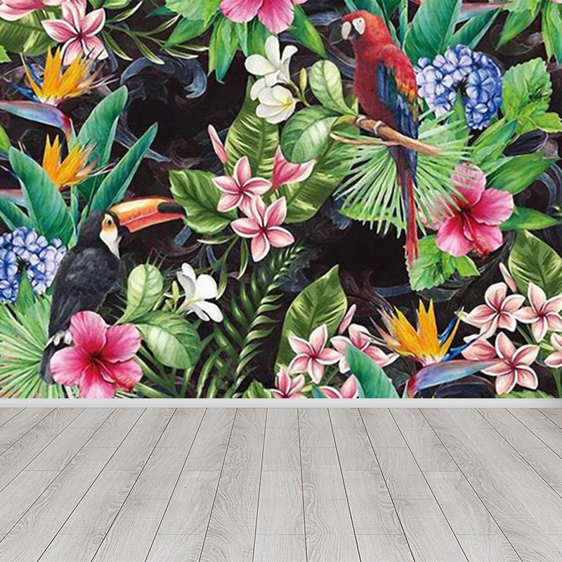 Light Color Wild Landscape Mural Moisture-Proofing Tropical Bedroom Wall Covering Clearhalo 'Wall Decor' 'Wall Mural' 1714881
