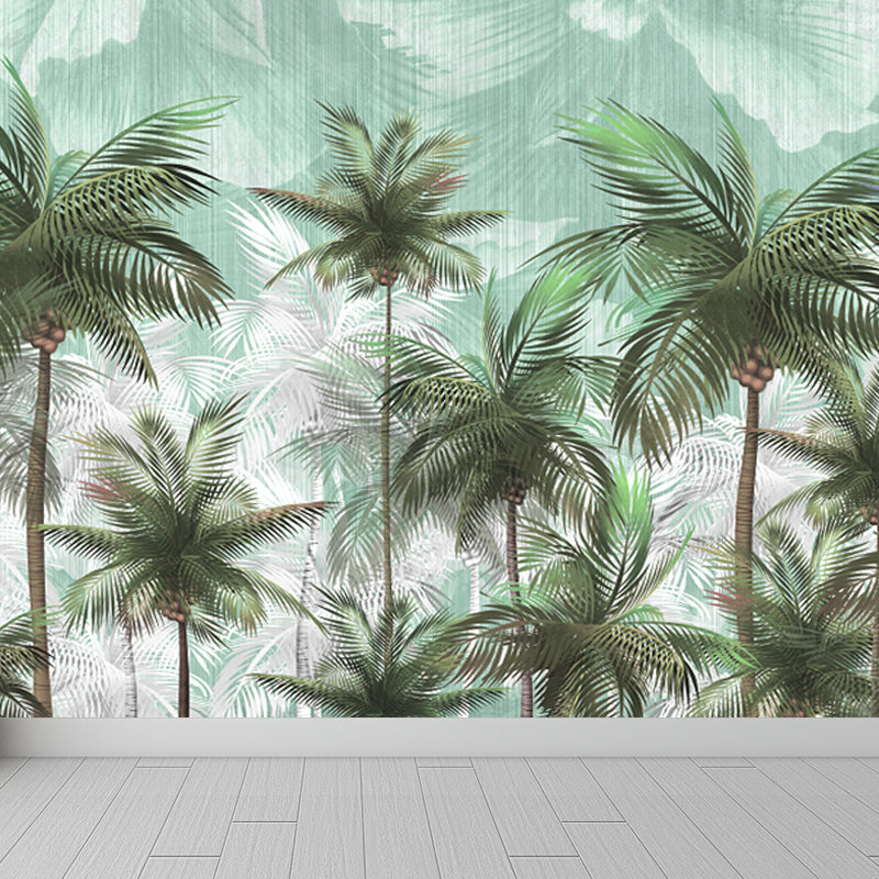 Light Color Wild Landscape Mural Moisture-Proofing Tropical Bedroom Wall Covering Light Green Clearhalo 'Wall Decor' 'Wall Mural' 1714884