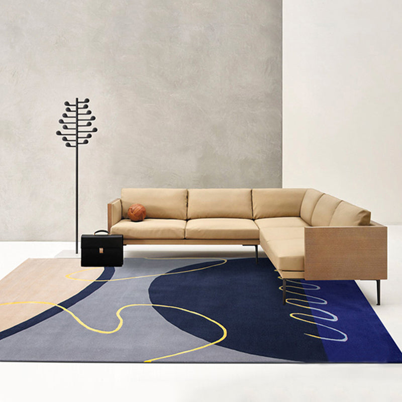 Blue and Green Abstract Rug Polyester Modernist Rug Washable Pet Friendly Area Rug for Living Room Clearhalo 'Area Rug' 'Rug' 1715006