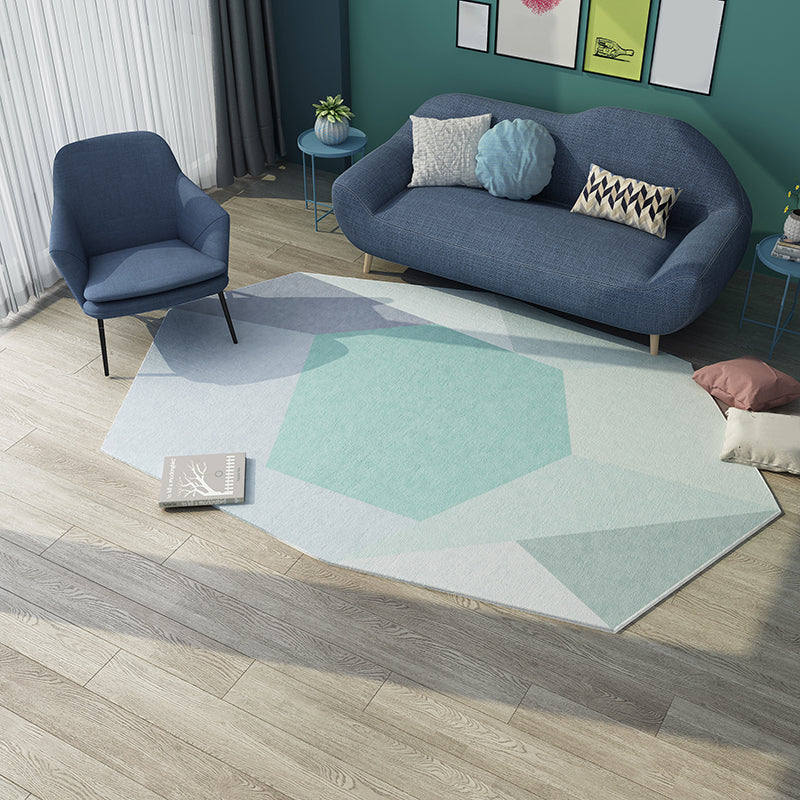 Green and Blue Irregular Rug Bedroom Novelty Colorblock Pattern Area Rug Polyester Stain-Resistant Carpet Green Clearhalo 'Area Rug' 'Rug' 1715149