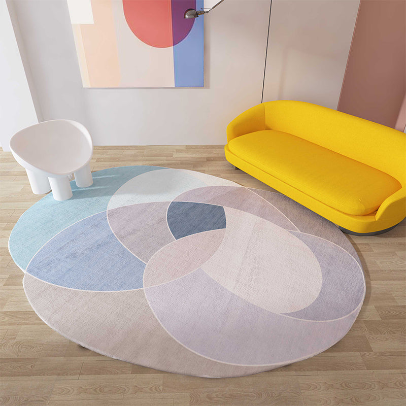 Green and Blue Irregular Rug Bedroom Novelty Colorblock Pattern Area Rug Polyester Stain-Resistant Carpet Pink Clearhalo 'Area Rug' 'Rug' 1715157