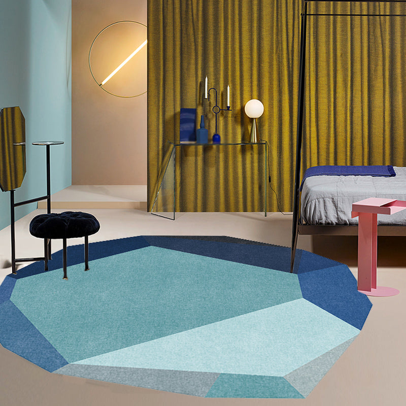 Grey and Blue Irregular Rug Bedroom Novelty Color Block Pattern Area Rug Polyester Washable Carpet Clearhalo 'Area Rug' 'Rug' 1715201