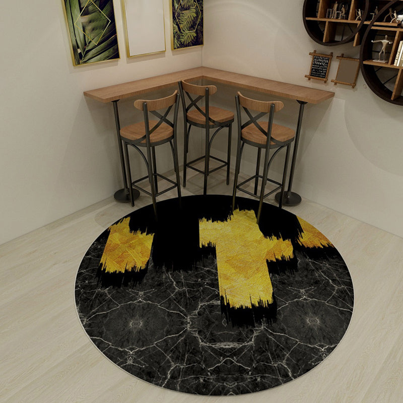 Modern Living Room Rug in Black and Blue Color Block Print Rug Polyester Stain-Resistant Area Rug Black Clearhalo 'Area Rug' 'Modern' 'Rugs' Rug' 1715297