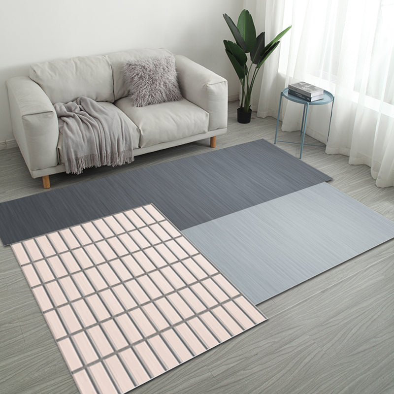 Casual Bedroom Irregular Rug in Grey and Ivory Color Block Print Rug Polyester Washable Area Rug Pink Clearhalo 'Area Rug' 'Rug' 1715436