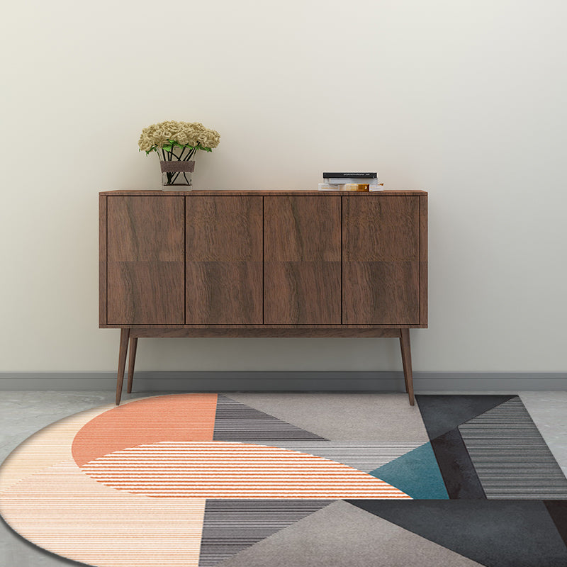 Contemporary Novelty Rug in Red and Orange Color Block Stripe Pattern Rug Polyester Non-Slip Carpet for Home Decor Clearhalo 'Area Rug' 'Rug' 1715500