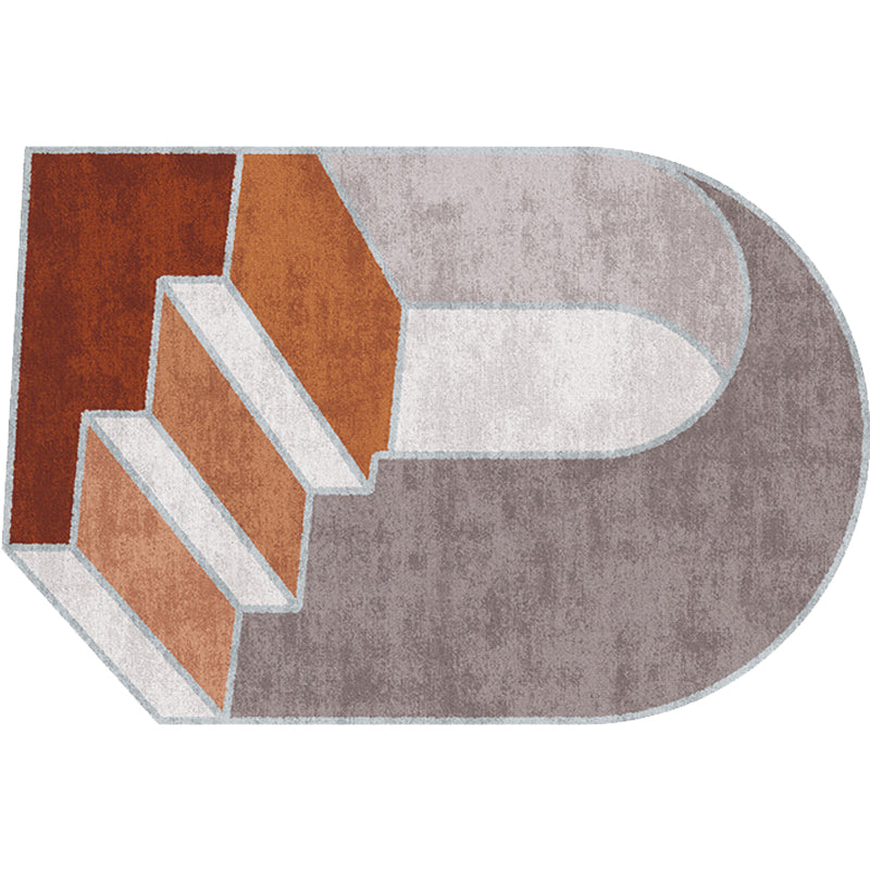 Grey and Green Irregular Rug Bedroom Novelty Color Block Stair Pattern Area Rug Polyester Pet Friendly Carpet Clearhalo 'Area Rug' 'Rug' 1715551