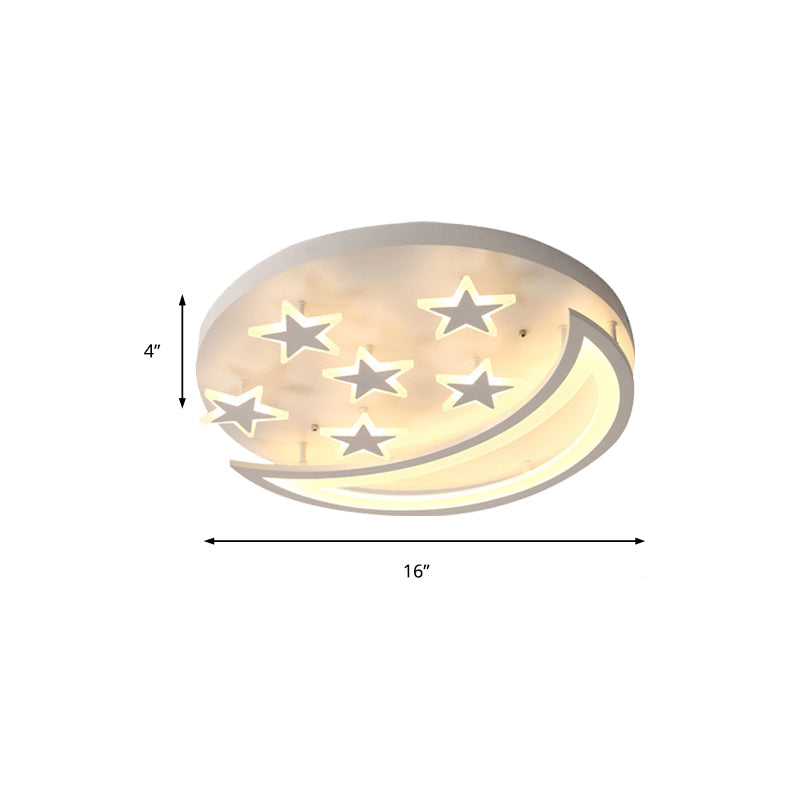 Metal Moon and Star Flush Ceiling Light Kid Bedroom Cartoon Ceiling Lamp in White Finish Clearhalo 'Ceiling Lights' 'Close To Ceiling Lights' 'Close to ceiling' 'Flush mount' Lighting' 171574