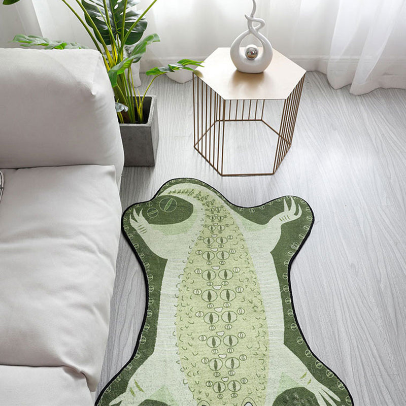 Green Irregular Rug Nursery Kids Animal Crocodile Pattern Area Rug Polyester Stain-Resistant Carpet Green Clearhalo 'Area Rug' 'Rug' 1715783