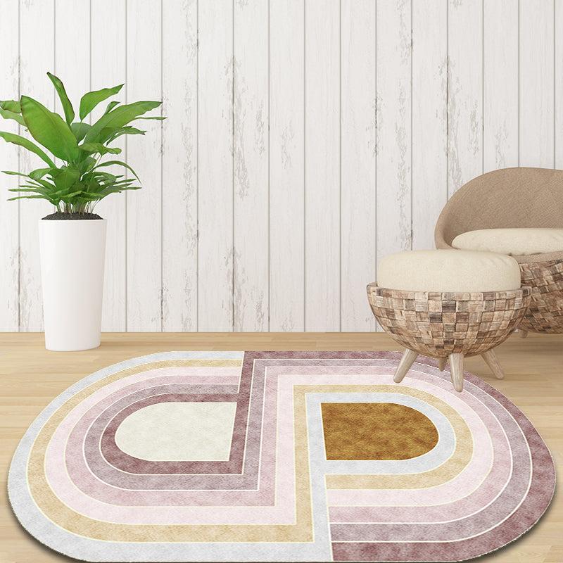 Pink Bedroom Rug Novelty Colorblock Pattern Area Rug Polyester Machine Washable Carpet Pink Clearhalo 'Area Rug' 'Rug' 1715866