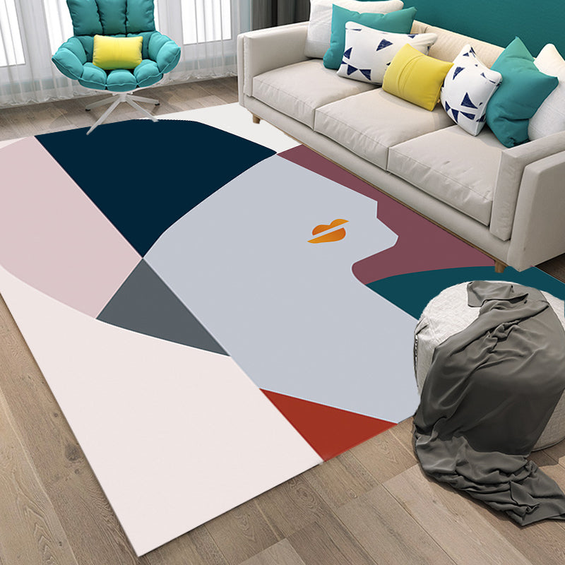 Multicolor Character Pattern Rug Polyester Casual Rug Pet Friendly Washable Carpet for Bedroom Black Clearhalo 'Area Rug' 'Rug' 1715917