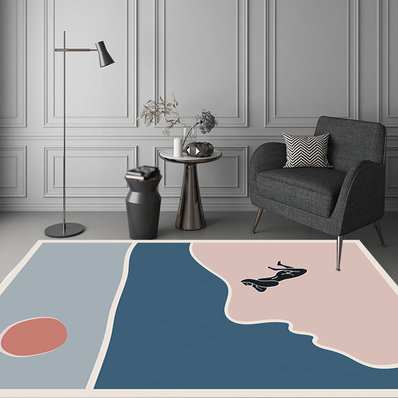 Multicolor Character Pattern Rug Polyester Casual Rug Pet Friendly Washable Carpet for Bedroom Blue Clearhalo 'Area Rug' 'Rug' 1715920