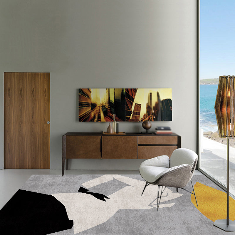 Contemporary Figure Pattern Rug Multicolor Polyester Rug Washable Pet Friendly Area Rug for Bedroom Grey Clearhalo 'Area Rug' 'Rug' 1716036