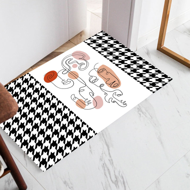 Pink Houndstooth Pattern Rug Polyester Modernist Rug Pet Friendly Anti-Slip Backing Area Rug for Living Room Black Clearhalo 'Area Rug' 'Rug' 1716118