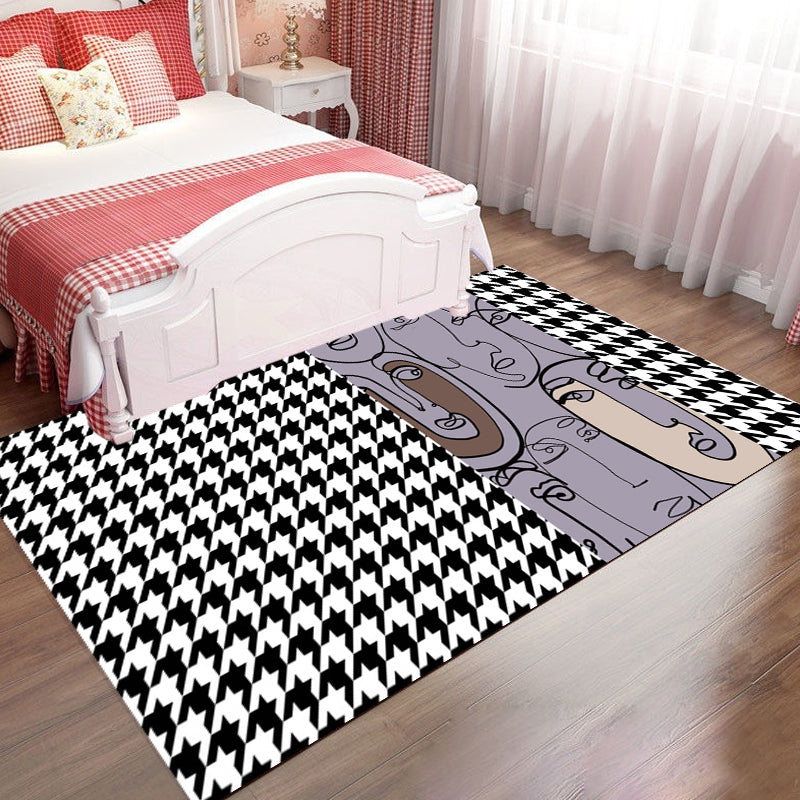 Pink Houndstooth Pattern Rug Polyester Modernist Rug Pet Friendly Anti-Slip Backing Area Rug for Living Room Clearhalo 'Area Rug' 'Rug' 1716127