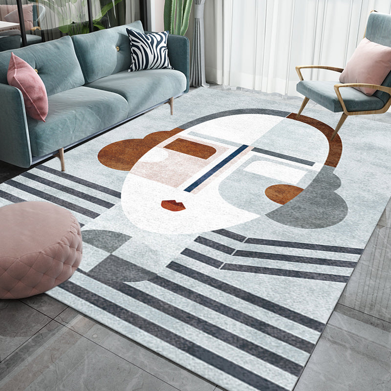 Multicolor Living Room Rug Nordic Character Pattern Rug Polyester Washable Pet Friendly Area Rug Clearhalo 'Area Rug' 'Rug' 1716360