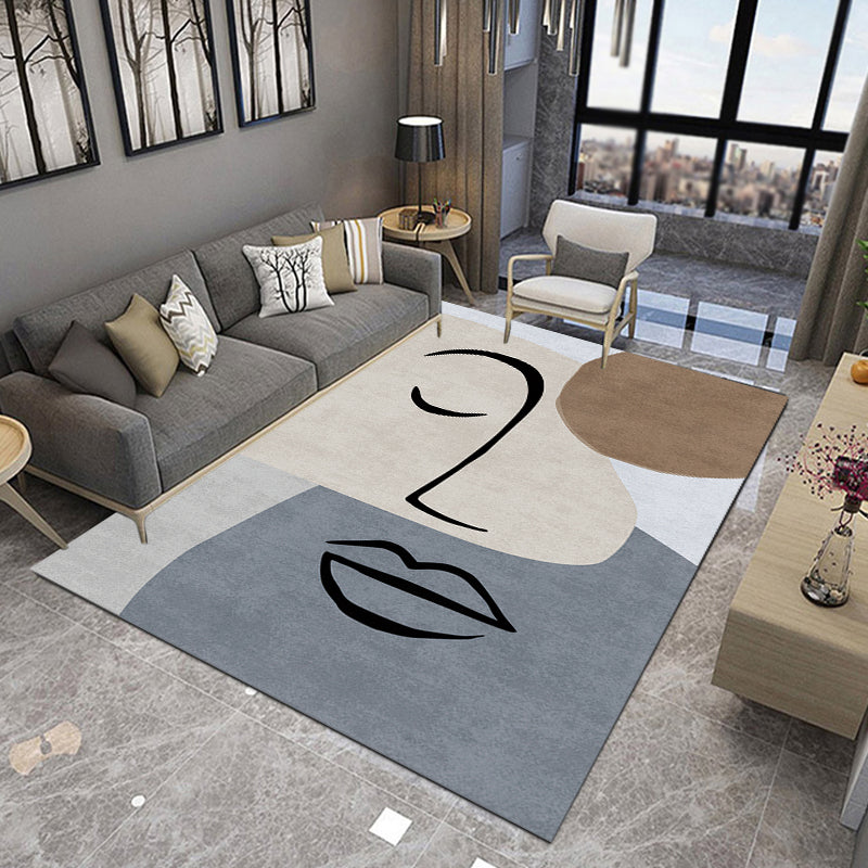 Multicolor Living Room Rug Nordic Character Pattern Rug Polyester Washable Pet Friendly Area Rug Clearhalo 'Area Rug' 'Rug' 1716377