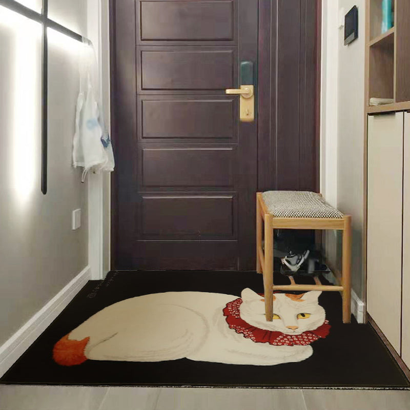 Novelty Cat Pattern Rug Red and Black Polyester Washable Pet Friendly Area Rug for Decoration Clearhalo 'Area Rug' 'Rug' 1716396