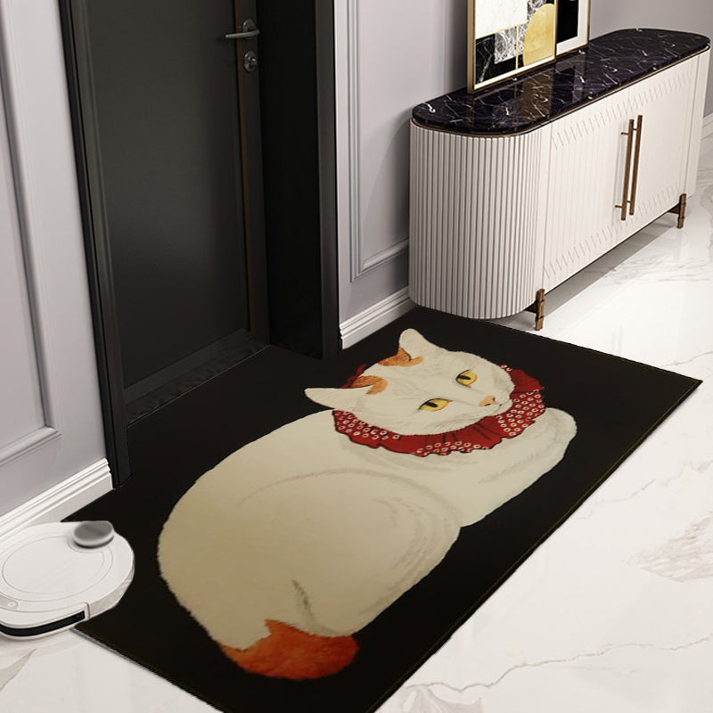 Novelty Cat Pattern Rug Red and Black Polyester Washable Pet Friendly Area Rug for Decoration Clearhalo 'Area Rug' 'Rug' 1716397