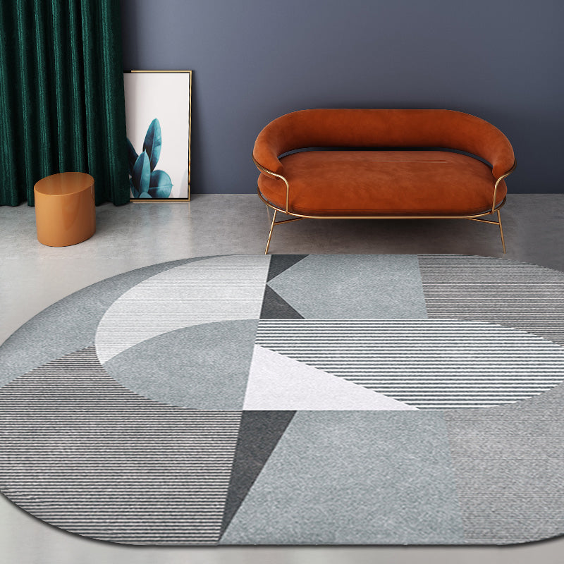 Grey and Blue Bedroom Rug Novelty Colorblock Stripe Pattern Area Rug Polyester Pet Friendly Carpet Clearhalo 'Area Rug' 'Rug' 1716417