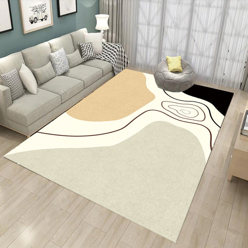 Novelty Abstract Rug Beige Polyester Rug Non-Slip Backing Washable Pet Friendly Area Rug for Living Room Beige Clearhalo 'Area Rug' 'Rug' 1716426