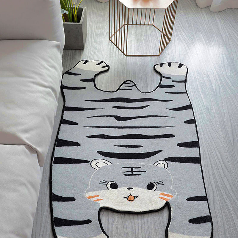 Grey and Yellow Irregular Rug Nursery Kids Animal Tiger Pattern Area Rug Polyester Pet Friendly Carpet Clearhalo 'Area Rug' 'Rug' 1716461