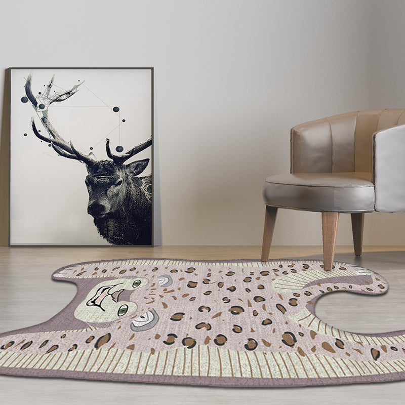 Kids Irregular Bedroom Rug in Yellow and Purple Animal Leopard Print Rug Polyester Non-Slip Backing Area Rug Purple Clearhalo 'Area Rug' 'Rug' 1716489