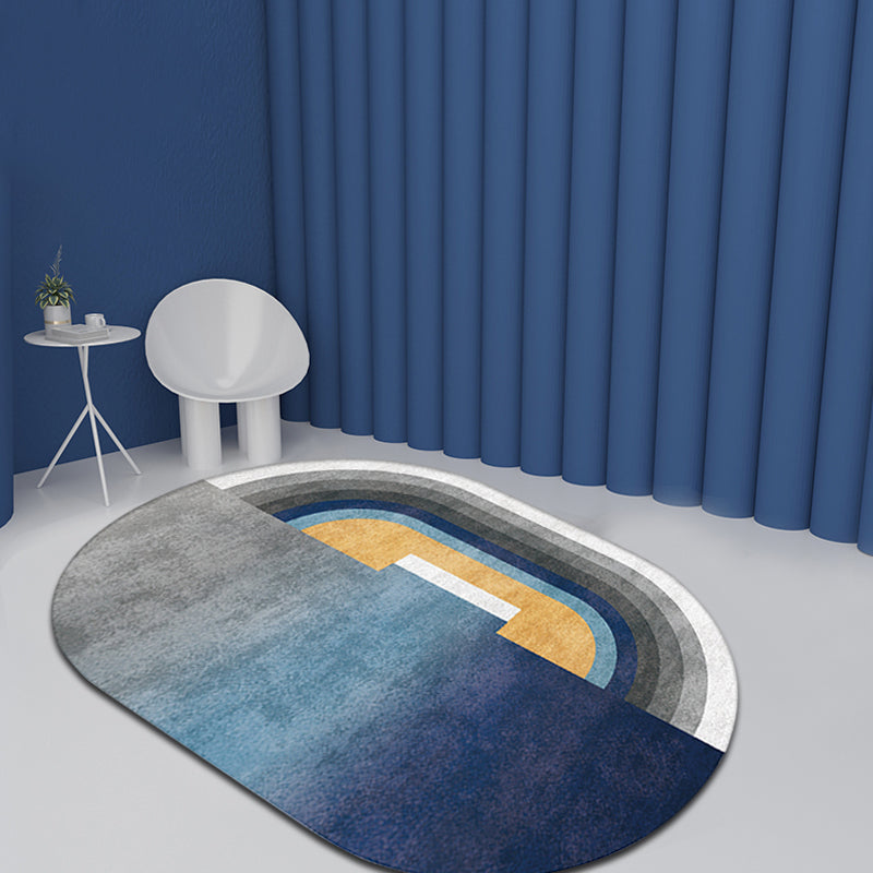 Novelty Living Room Rug in Blue and Grey Color Block Line Print Rug Polyester Non-Slip Area Rug Grey Clearhalo 'Area Rug' 'Rug' 1716509