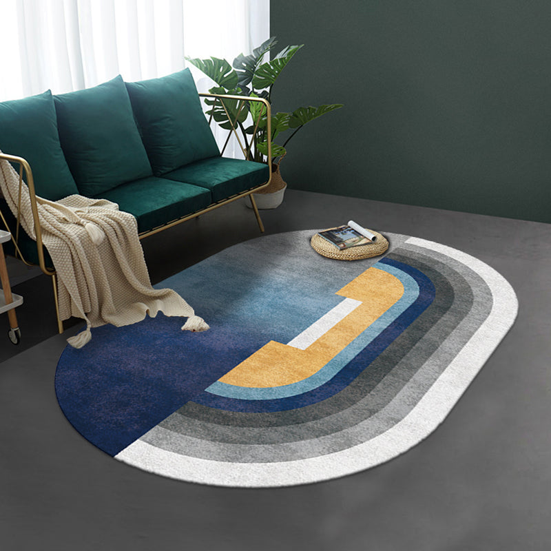 Novelty Living Room Rug in Blue and Grey Color Block Line Print Rug Polyester Non-Slip Area Rug Clearhalo 'Area Rug' 'Rug' 1716510