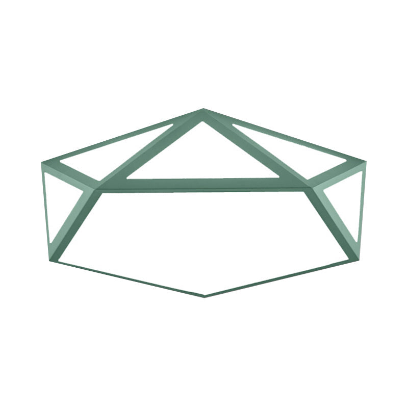 Acrylic Pentagon Ceiling Light Kid Bedroom Macaron Loft Ceiling Mount Light with Metal Guard Clearhalo 'Ceiling Lights' 'Close To Ceiling Lights' 'Close to ceiling' 'Flush mount' Lighting' 171680