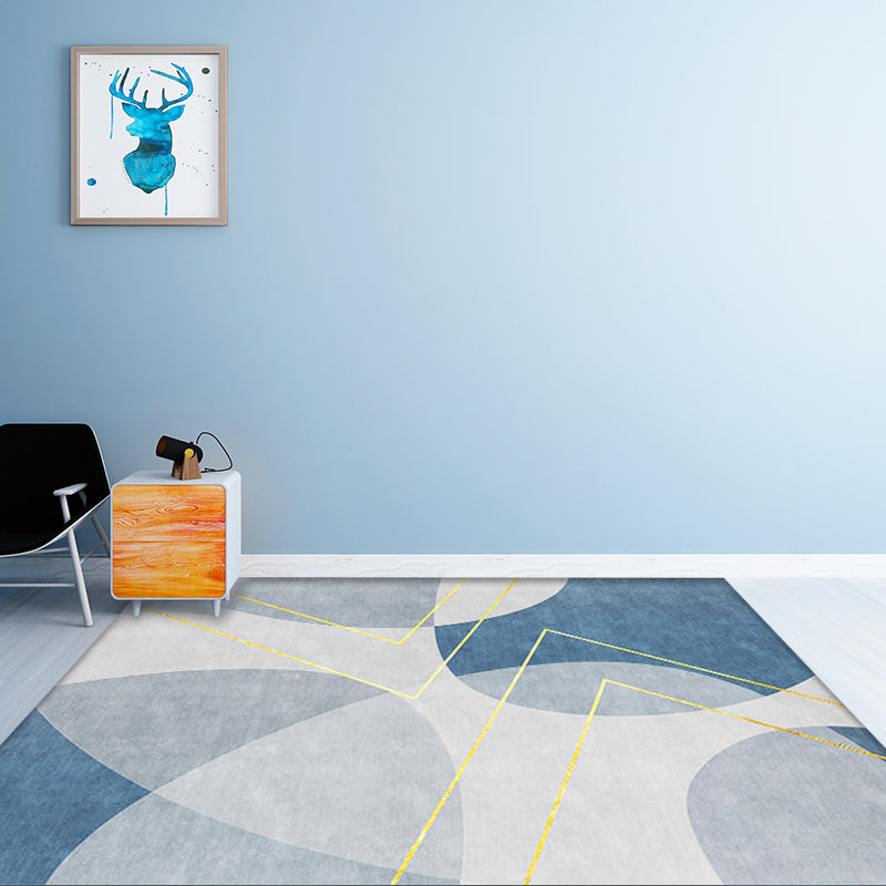 Unique Abstract Rug Blue and Grey Contemporary Rug Polyester Pet Friendly Washable Area Rug for Living Room Clearhalo 'Area Rug' 'Modern' 'Rugs' Rug' 1716860
