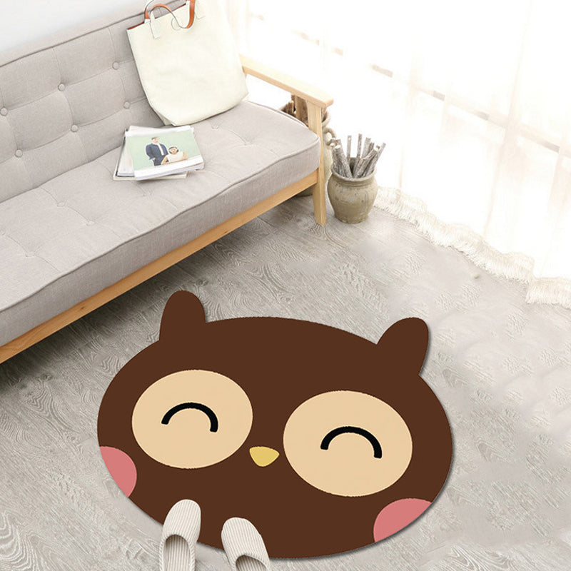 Cute Cartoon Animal Pattern Rug Brown and Yellow Kids Rug Polyester Washable Pet Friendly Anti-Slip Carpet for Children's Room Caramel Clearhalo 'Area Rug' 'Rug' 1716894