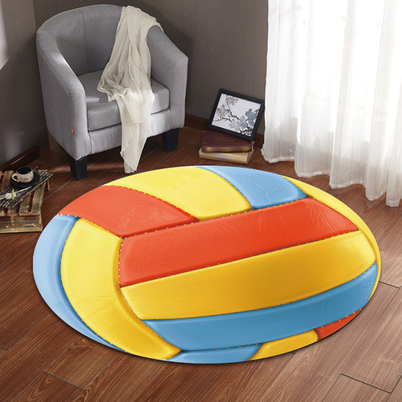 Kids Sports Pattern Rug Multicolor Polyester Rug Washable Pet Friendly Non-Slip Area Rug for Child's Bedroom Red Clearhalo 'Area Rug' 'Rug' 1717213