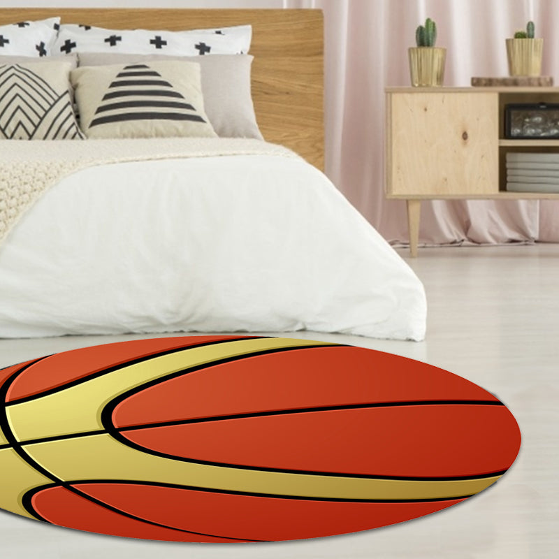 Fancy Sports Pattern Rug Orange and White Kids Rug Polyester Washable Pet Friendly Anti-Slip Carpet for Children's Room Red Clearhalo 'Area Rug' 'Rug' 1717340