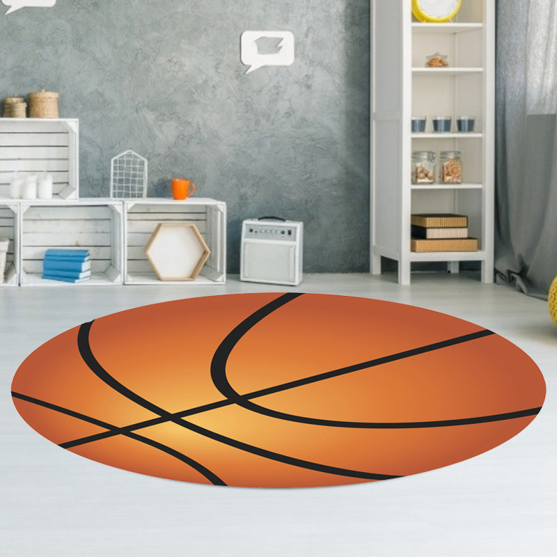 Fancy Sports Pattern Rug Orange and White Kids Rug Polyester Washable Pet Friendly Anti-Slip Carpet for Children's Room Yellow-Red Clearhalo 'Area Rug' 'Rug' 1717349