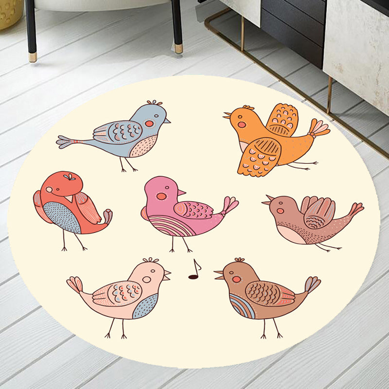 Pink and Blue Kids Rug Polyester Cartoon Animal Pattern Rug Pet Friendly Washable Anti-Slip Backing Carpet for Decoration Beige Clearhalo 'Area Rug' 'Rug' 1717385