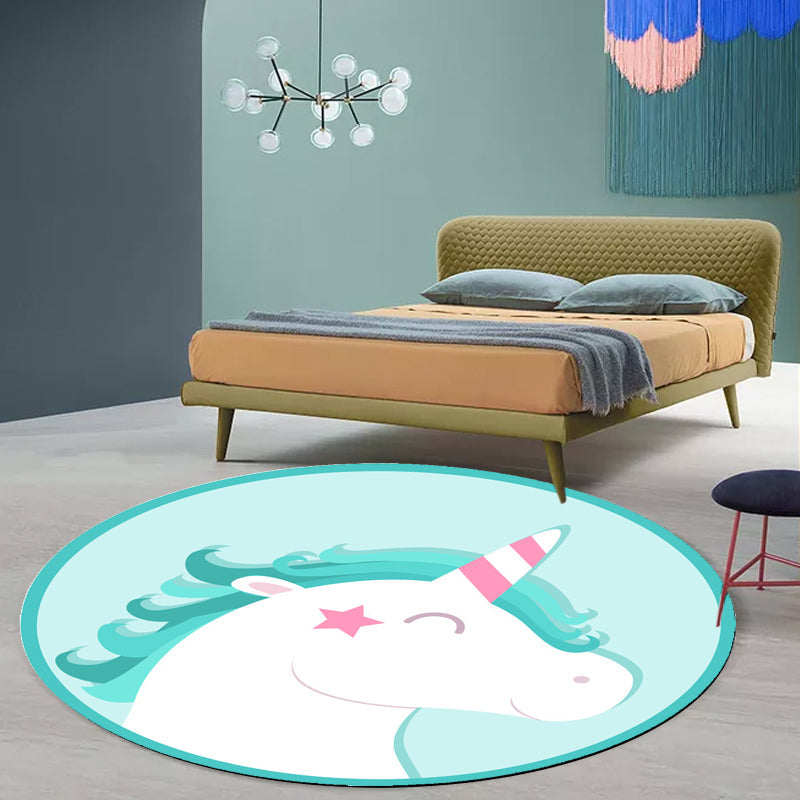 Pink and Blue Kids Rug Polyester Cartoon Animal Pattern Rug Pet Friendly Washable Anti-Slip Backing Carpet for Decoration Clearhalo 'Area Rug' 'Rug' 1717389