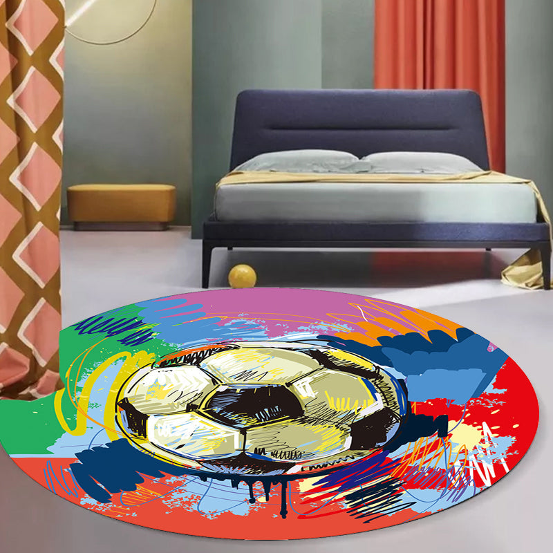 Multicolor Kids Rug Polyester Sports Pattern Rug Pet Friendly Washable Anti-Slip Backing Carpet for Decoration Clearhalo 'Area Rug' 'Rug' 1717429