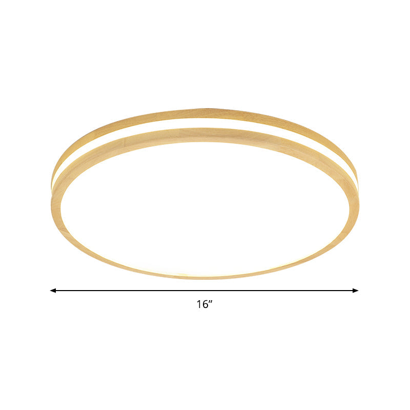 Japanese Style Circle Flush Ceiling Light Acrylic and Wood 12"/16"/19.5"/23.5 inch Wide LED Ceiling Lamp in Beige for Porch Clearhalo 'Ceiling Lights' 'Close To Ceiling Lights' 'Close to ceiling' 'Flush mount' Lighting' 171873