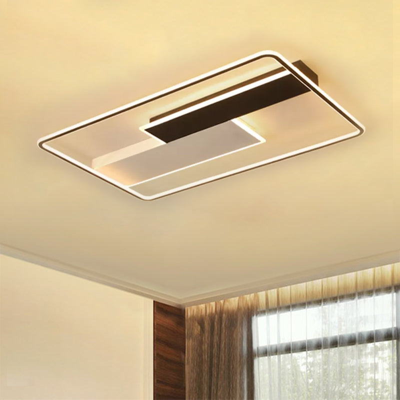 Square/Rectangular Flush Mount Lamp Modern Acrylic 1-Light Black LED Ceiling Light Fixture in Warm/White Light, 19.5"/37.5" Wide Clearhalo 'Ceiling Lights' 'Close To Ceiling Lights' 'Close to ceiling' 'Flush mount' Lighting' 1719553