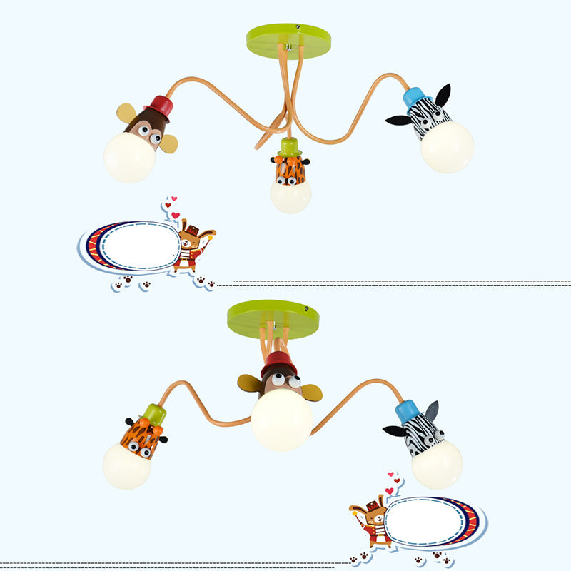 3 Lights Animal Semi Flush Mount Light Modern Metal Ceiling Lamp for Child Bedroom Clearhalo 'Ceiling Lights' 'Close To Ceiling Lights' 'Close to ceiling' 'Semi-flushmount' Lighting' 171958