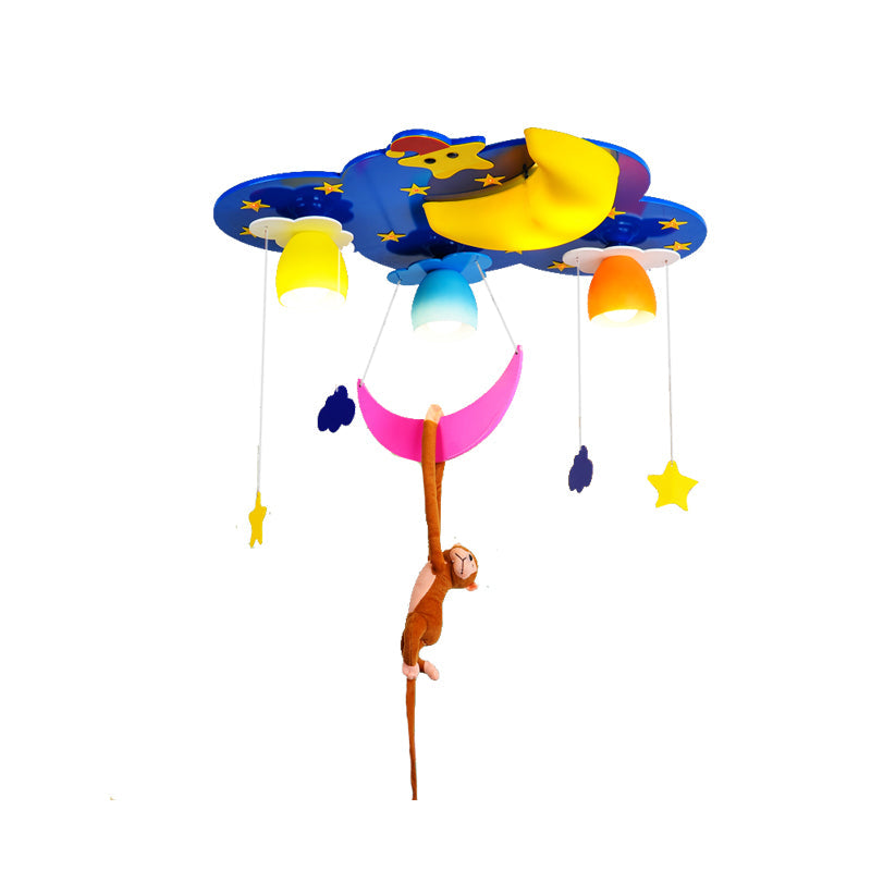 Colorful Night View Flush Mount Light with Hanging Money Modern Metal Ceiling Fixture for Teen Clearhalo 'Ceiling Lights' 'Close To Ceiling Lights' 'Close to ceiling' 'Flush mount' Lighting' 172003
