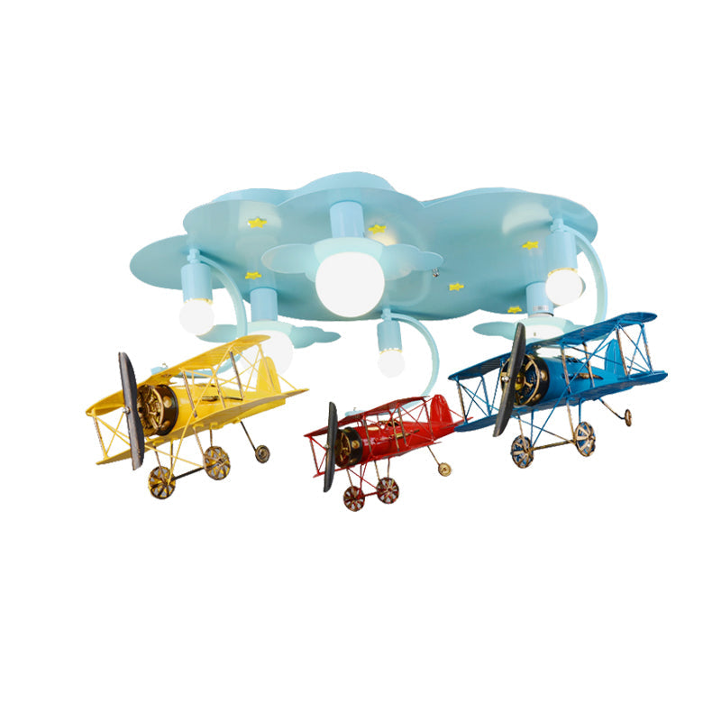 Cloud & Glider Semi Flush Mount Light Contemporary Cool Ceiling Light for Kindergarten Clearhalo 'Ceiling Lights' 'Close To Ceiling Lights' 'Close to ceiling' 'Flush mount' Lighting' 172083