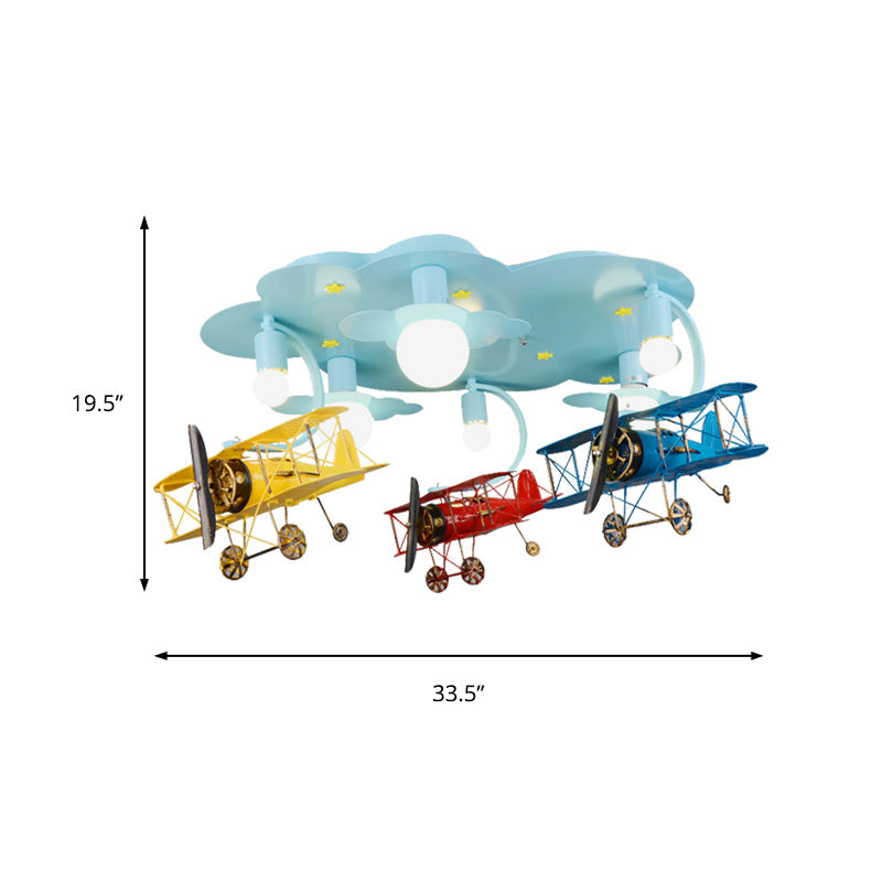Cloud & Glider Semi Flush Mount Light Contemporary Cool Ceiling Light for Kindergarten Clearhalo 'Ceiling Lights' 'Close To Ceiling Lights' 'Close to ceiling' 'Flush mount' Lighting' 172084