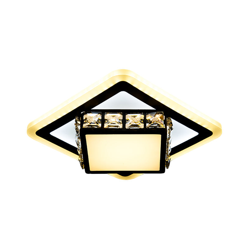 Round/Square Crystal Block Flush Mount Simplicity LED Black Close to Ceiling Lighting for Doorway Clearhalo 'Ceiling Lights' 'Close To Ceiling Lights' 'Close to ceiling' 'Flush mount' Lighting' 1723177