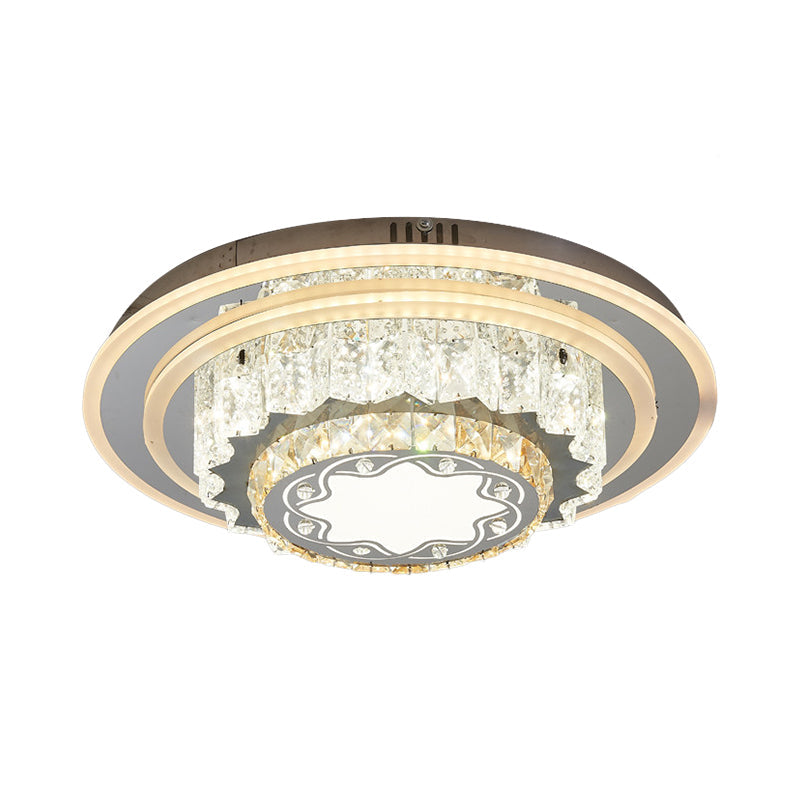 Chrome LED Flower/Star Ceiling Fixture Modern Hand-Cut Crystal Flush Mount Lighting for Sleeping Room Clearhalo 'Ceiling Lights' 'Close To Ceiling Lights' 'Close to ceiling' 'Flush mount' Lighting' 1723238