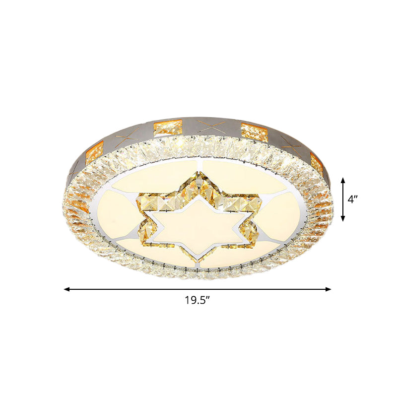 Chrome LED Star/Loving Heart Flush Mount Minimalist Beveled Crystal Close to Ceiling Lamp for Sleeping Room Clearhalo 'Ceiling Lights' 'Close To Ceiling Lights' 'Close to ceiling' 'Flush mount' Lighting' 1723415